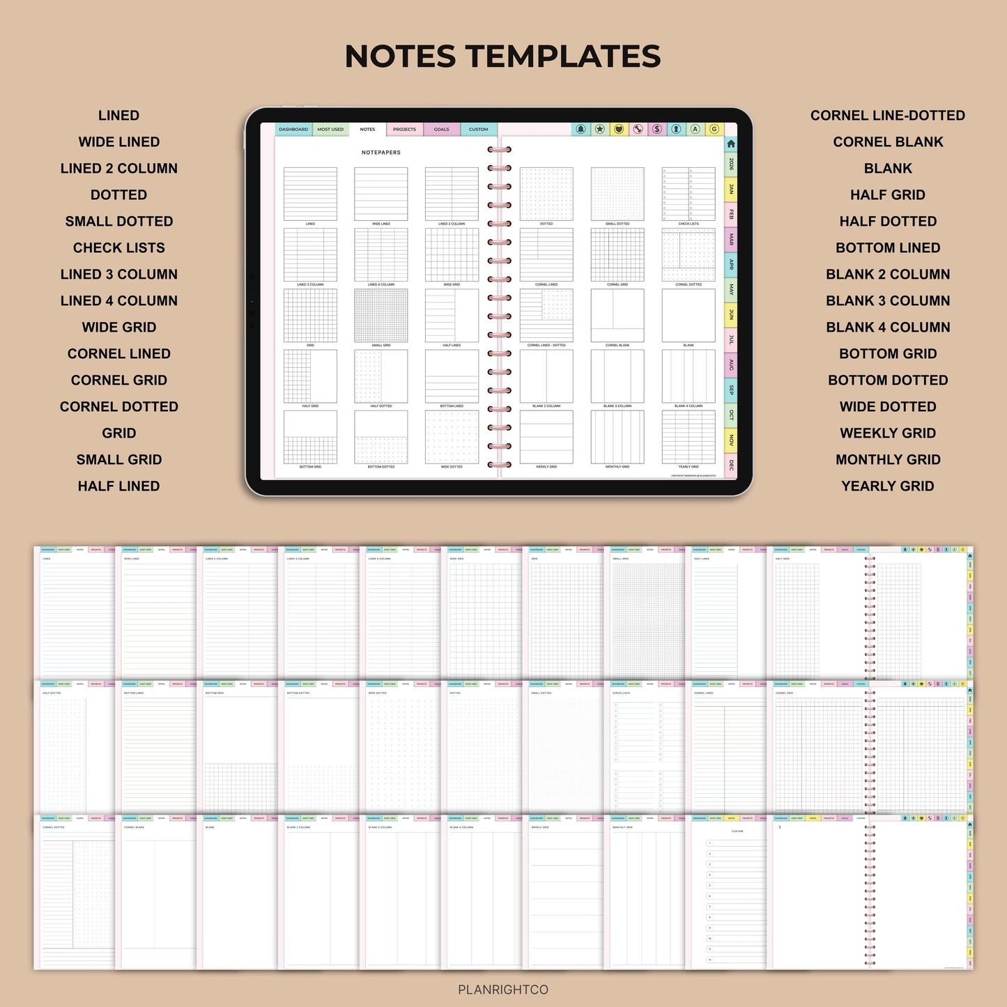 All-in-One 2026 Digital Planner Hyperlinked GoodNotes iPad Daily Weekly Monthly