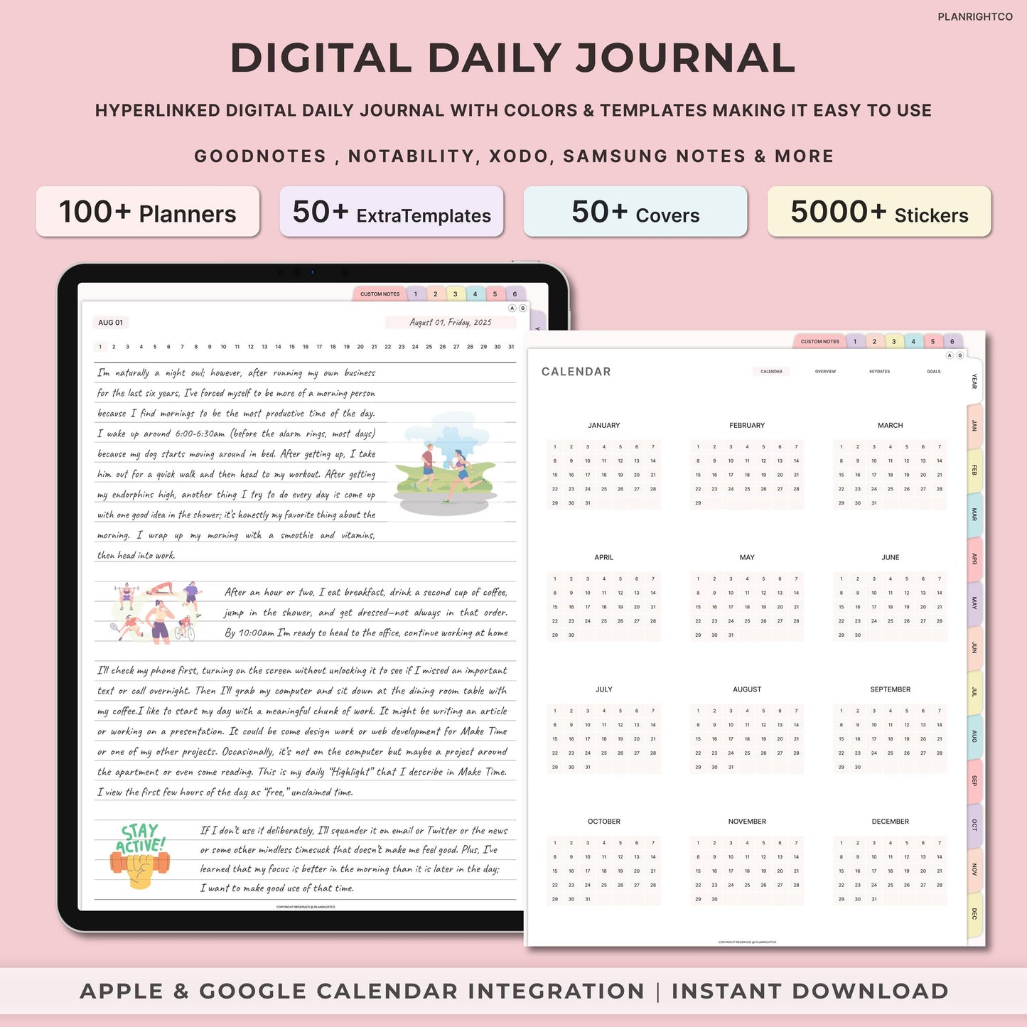 Digital Daily Journal Template for Goodnotes