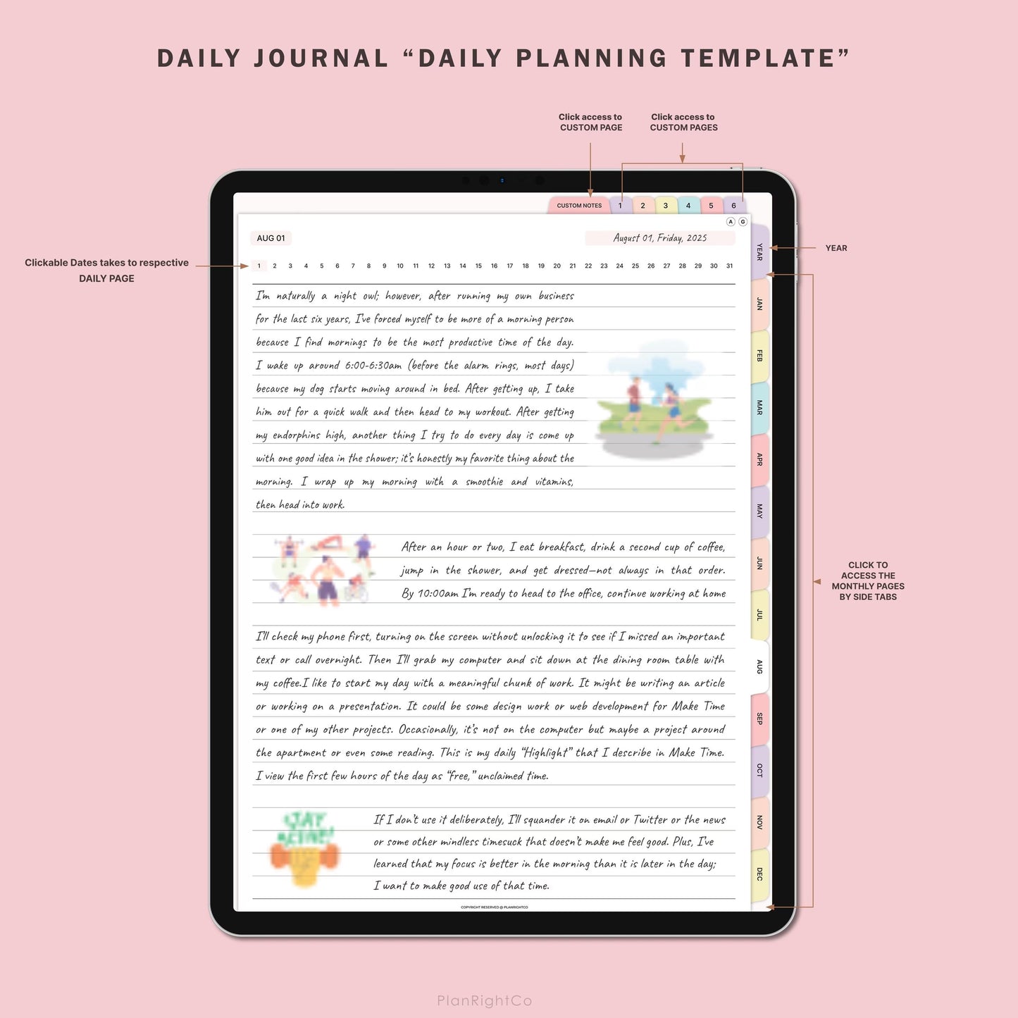 Digital Daily Journal Template for Goodnotes