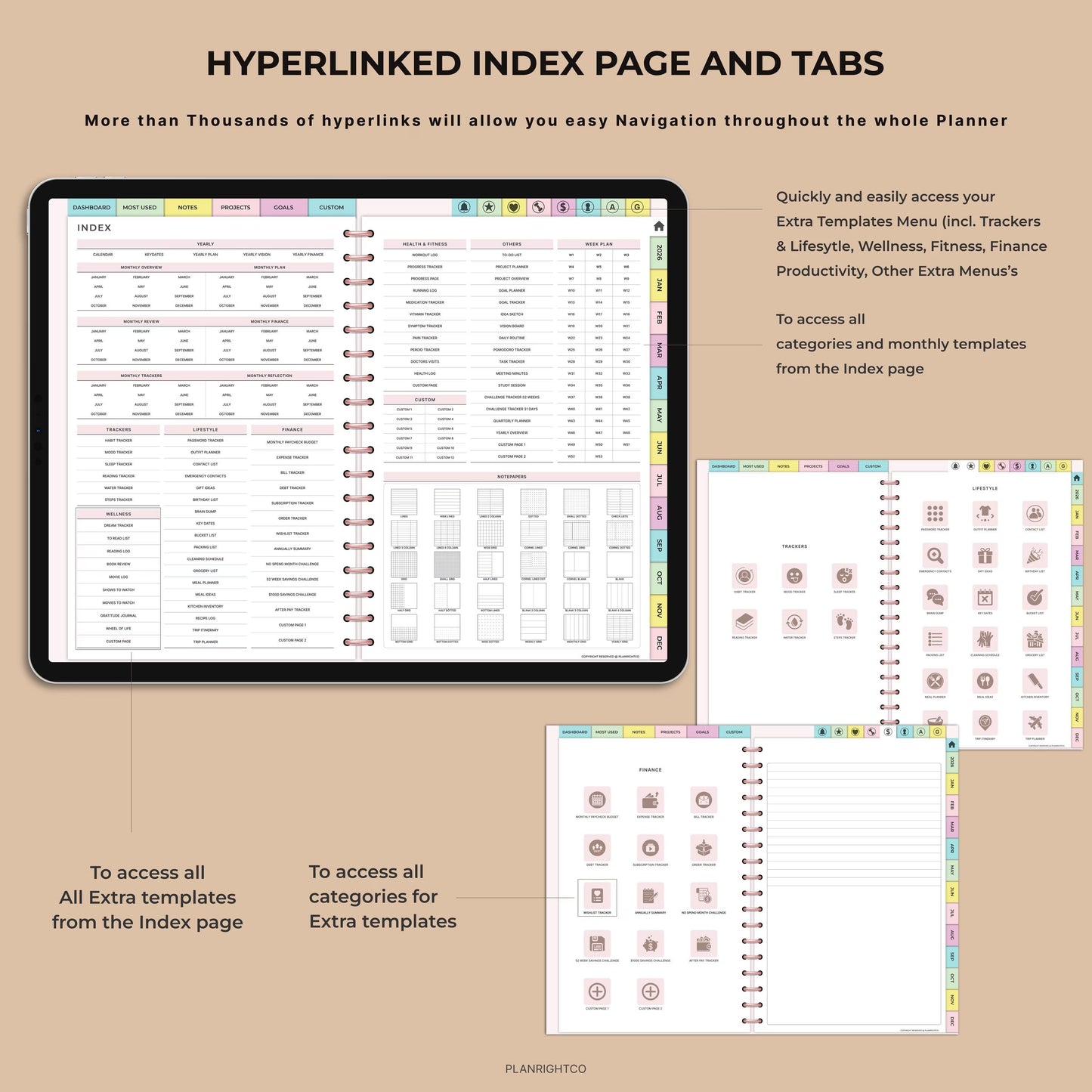 All-in-One 2026 Digital Planner Hyperlinked GoodNotes iPad Daily Weekly Monthly