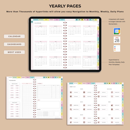 All-in-One 2026 Digital Planner Hyperlinked GoodNotes iPad Daily Weekly Monthly