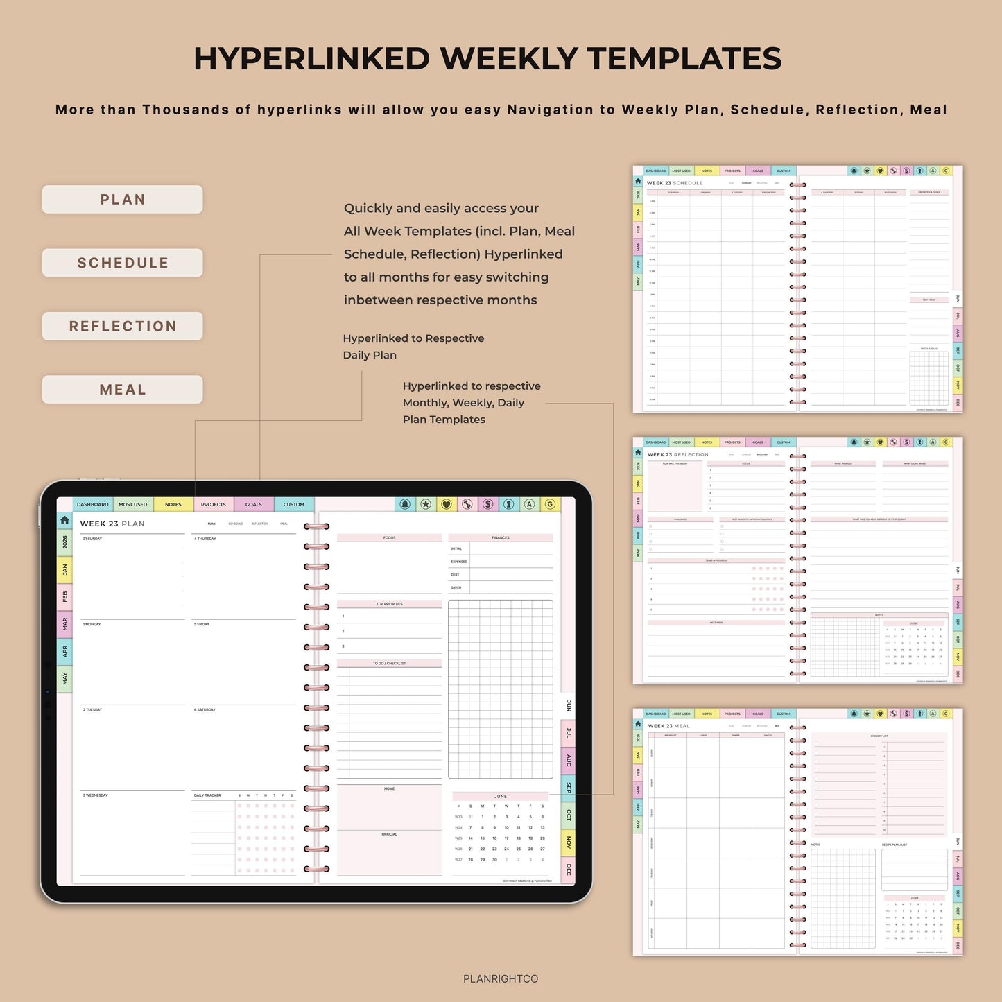 All-in-One 2026 Digital Planner Hyperlinked GoodNotes iPad Daily Weekly Monthly