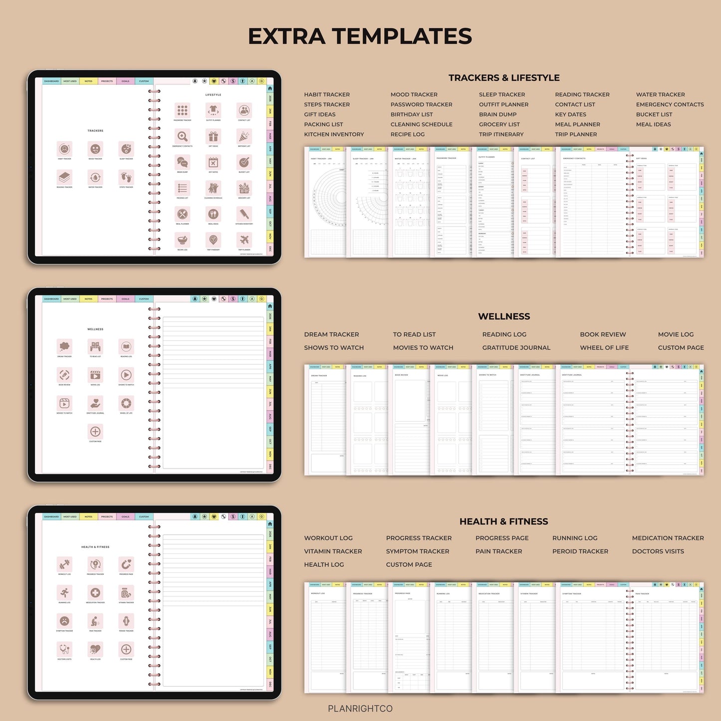 All-in-One 2026 Digital Planner Hyperlinked GoodNotes iPad Daily Weekly Monthly
