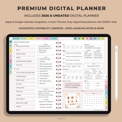 All-in-One 2026 Digital Planner Hyperlinked GoodNotes iPad Daily Weekly Monthly